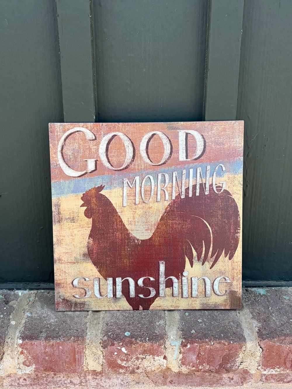 Good Morning Sunshine Rooster Wall Art - Rustic Red and Tan Metal